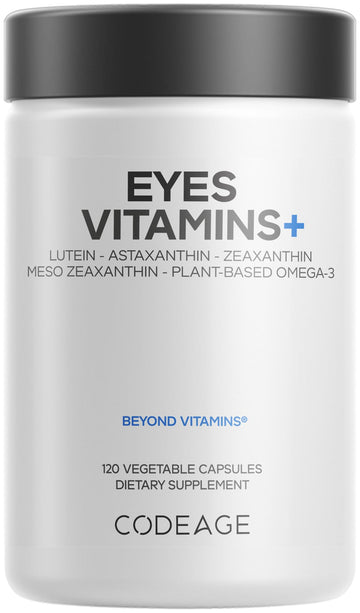 Codeage Eyes Vitamins - AREDS 2 Based Formula Supplement - 2-Month Supply - Vitamins A, C, E, Zinc, Lutein, Astaxanthin, Zeaxanthin, Eyebright, Marigold, Bilberry, Saffron, Omega-3-120 Capsules Codeage uk supplements