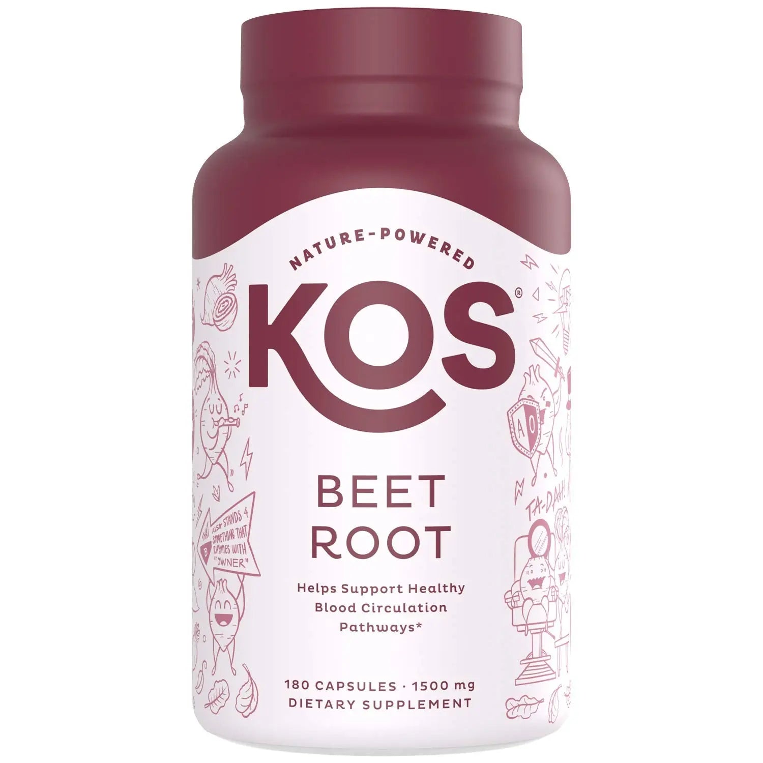 KOS Organic Beetroot Capsules 1500mg - USDA Organic, Antioxidant Power from Organic Beet Root Superfood, Supports Healthy & Active Lifestyle - Non-GMO, KOS uk supplements