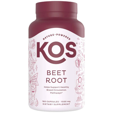 KOS Organic Beetroot Capsules 1500mg - USDA Organic, Antioxidant Power from Organic Beet Root Superfood, Supports Healthy & Active Lifestyle - Non-GMO, KOS uk supplements