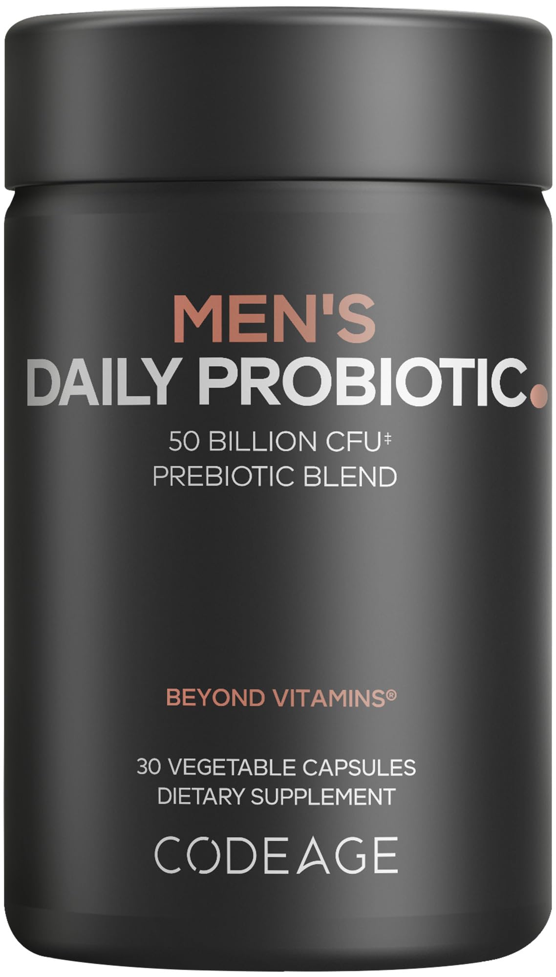 Codeage Men’s Daily Probiotic Supplement - 50 Billion CFU Probiotic Blend with Zinc, Inulin Prebiotic, Saw Palmetto – Men’s Wellness Support – 1 Capsule Per Serving - Non-GMO – 30 Capsules Codeage uk supplements