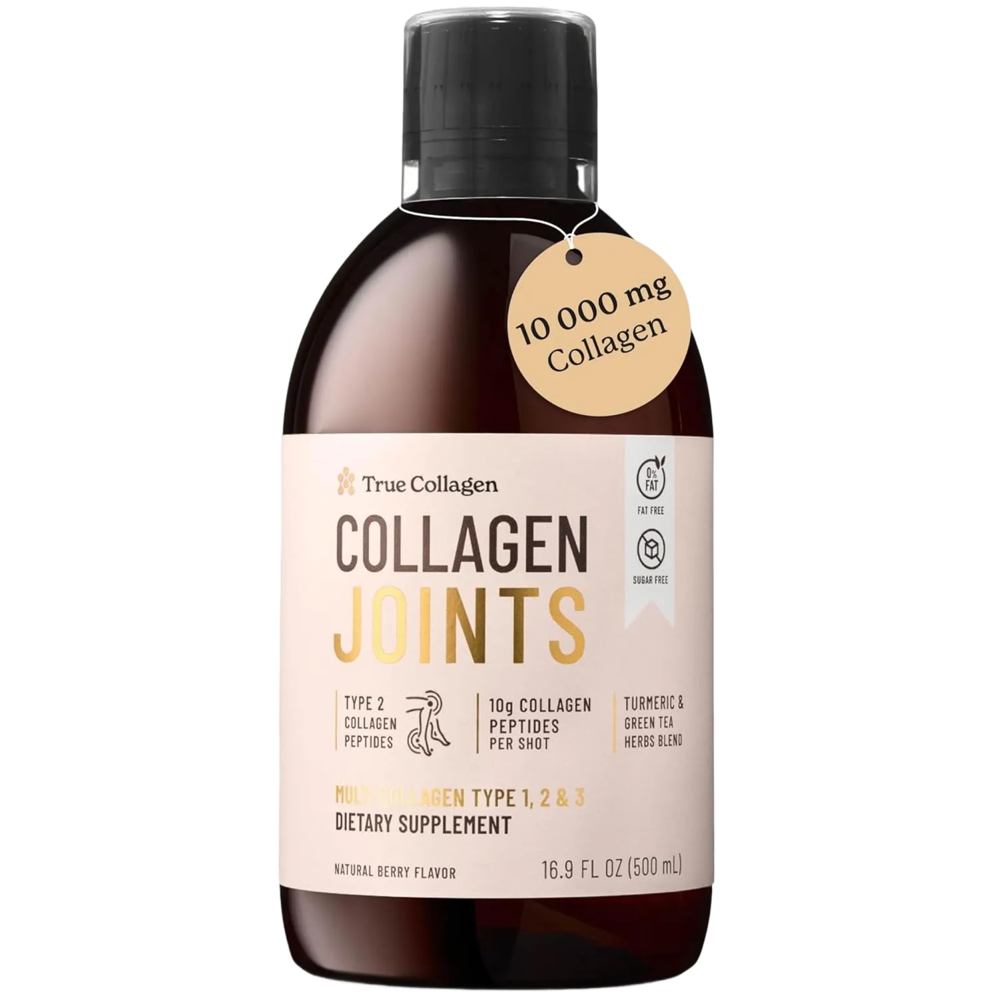 True Collagen Joints | 10,000 mg Hydrolyzed Collagen Liquid Supplement - 500 ml, 20 Day Supply | Glucosamine, MSM and Chondroitin for Healthy Joints | Fat-Free, Sugar-Free, 100% Natural Berry Flavor True Collagen uk supplements