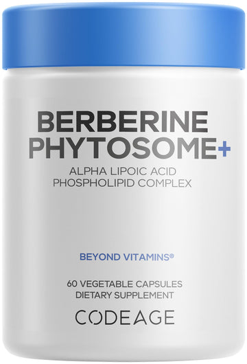 Codeage Berberine Phytosome Supplement - Berberine HCL, Alpha Lipoic Acid, Phospholipid Complex - 2-Month Supply - Berberine HCL - Berberine Hydrochloride - Gluten-Free, Non-GMO - 60 Capsules Codeage uk supplements