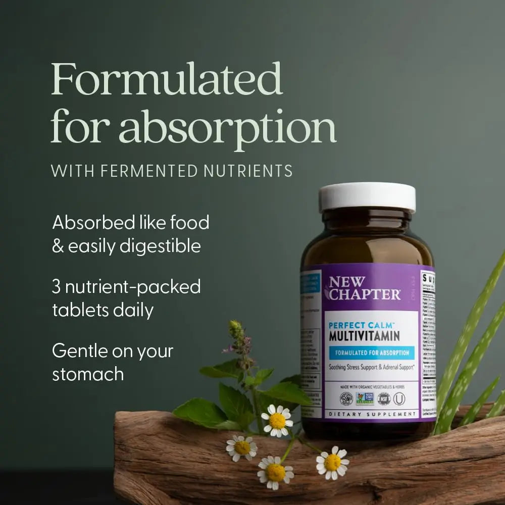 New Chapter Perfect Calm - Daily Multivitamin for Stress & Mood Support with B Vitamins + Holy Basil + Lemon Balm New Chapter uk supplements