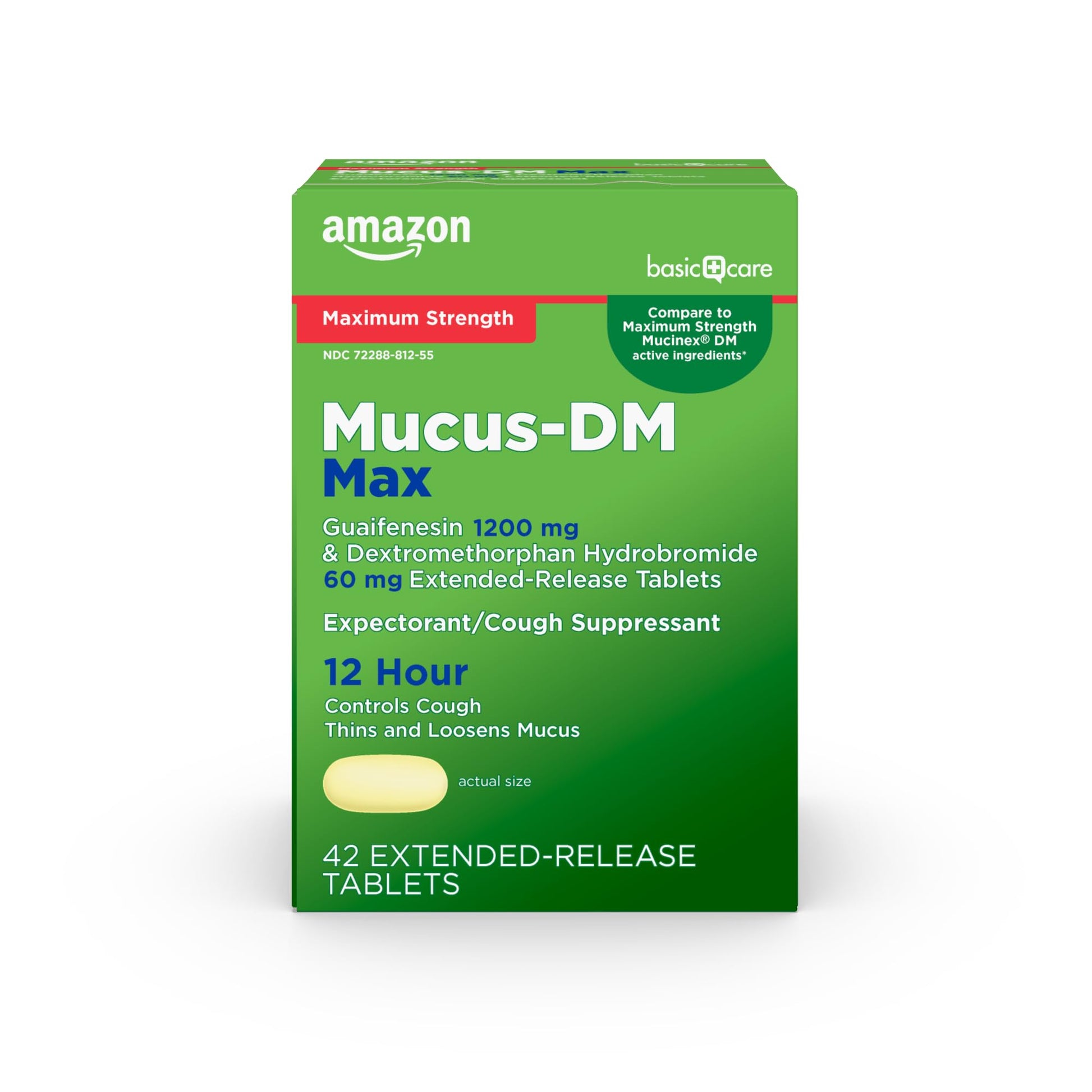 Amazon Basic Care Maximum Strength Mucus DM, Expectorant and Cough Suppressant Extended-Release Tablets, 42 Count Amazon Basic Care uk supplements