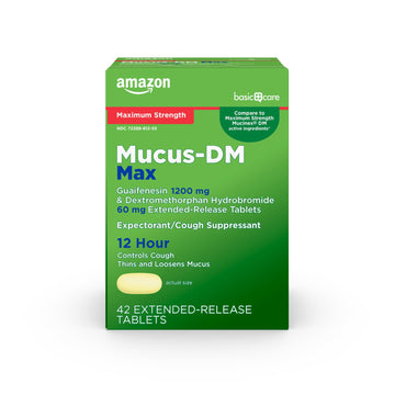 Amazon Basic Care Maximum Strength Mucus DM, Expectorant and Cough Suppressant Extended-Release Tablets, 42 Count Amazon Basic Care uk supplements
