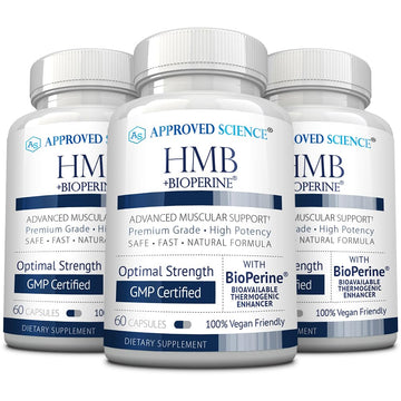 Approved Science HMB - 1500mg High Potency HMB Supplement with Calcium & BioPerine for Absorption - Muscle Health & Exercise Performance - 60 Vegan Capsules - Pack of 3 Approved Science uk supplements