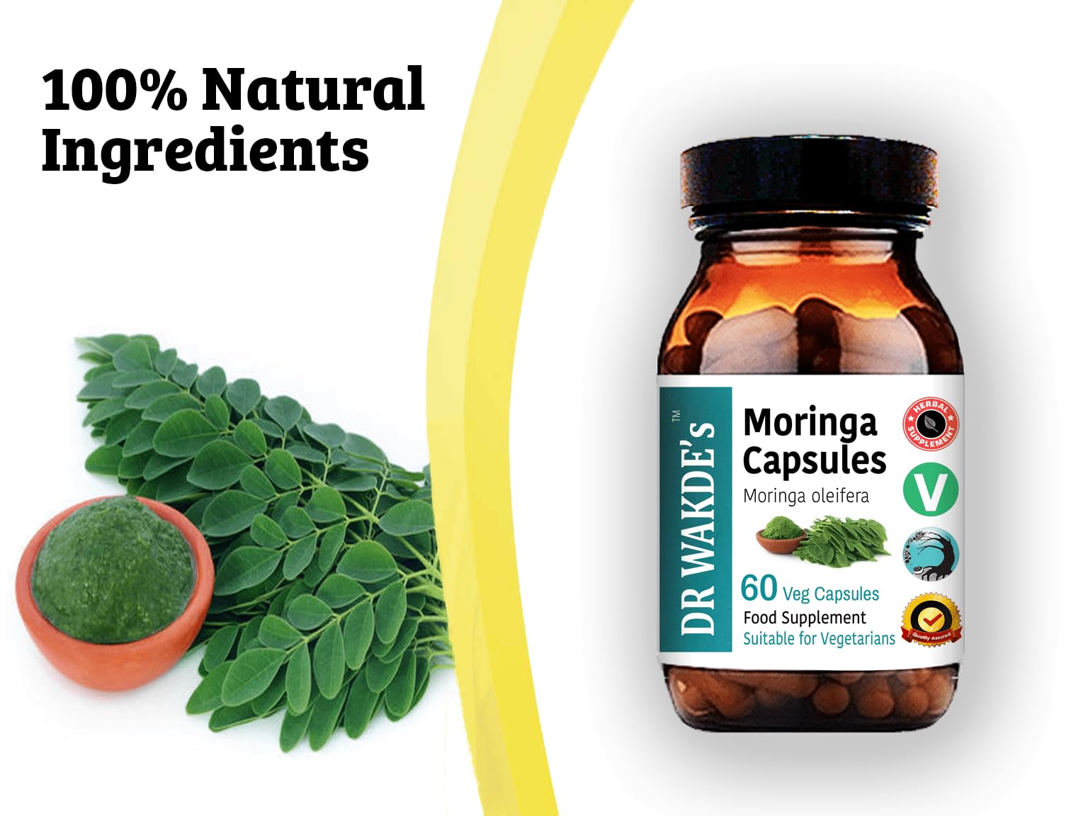 DR WAKDE'S Moringa Capsules (Moringa oleifera, 60 Veg Caps, Plant-Based Supplement, Ayurvedic Herb, All Natural, Vegan) DR WAKDE's uk supplements