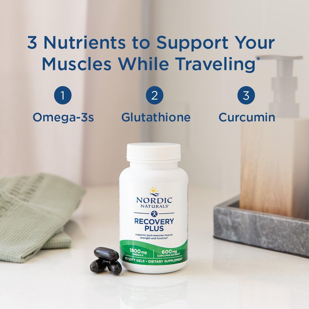 Nordic Naturals Recovery Plus, Unflavored - 45 Soft Gels - 1800 mg Omega-3 Fish Oil - 600 mg Longvida Optimized Curcumin - Cellular Health & Recovery - Post-Exercise Muscle Support - 15 Servings Nordic Naturals uk supplements