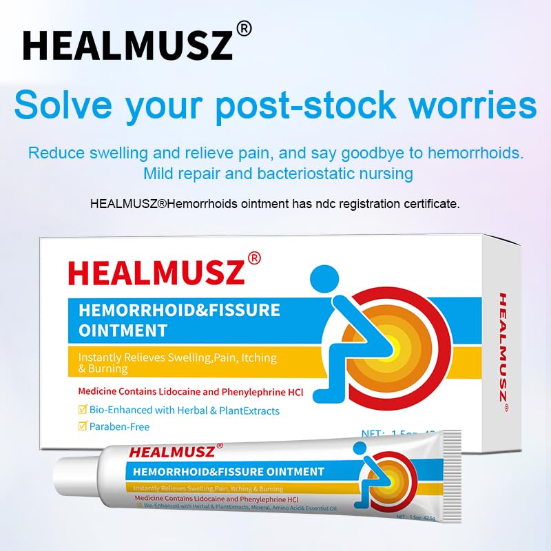 HEALMUSZ Hemorrhoid & Fissure Ointment,with 4% Lidocaine and Phenylephrine HCl,Fast Relief for Pain, Swelling, Discomfort & Itching | 1.5 oz HEALMUSZ uk supplements