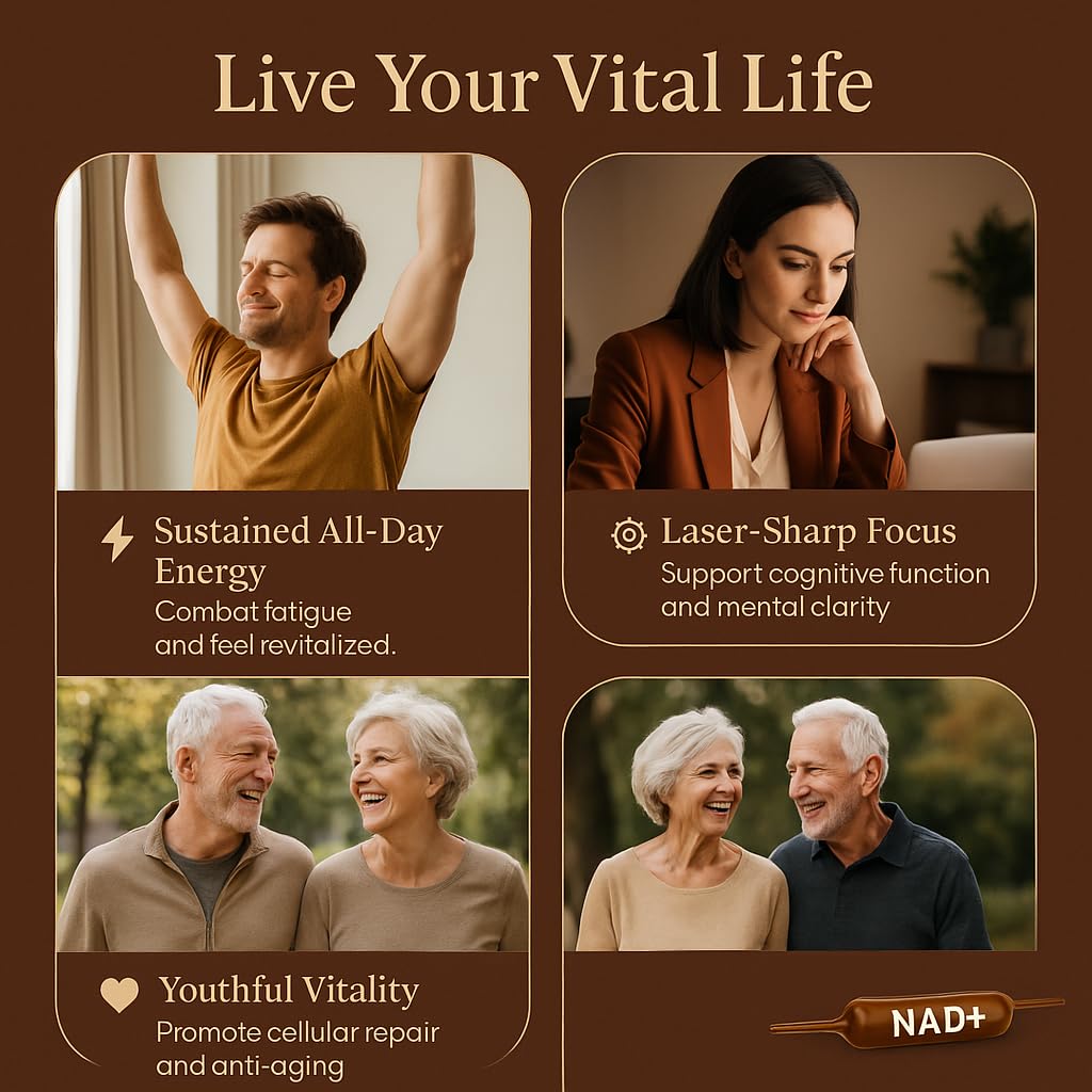 NAD Advanced Cellular Renewal - 1200mg NAD Supplement for Skin Aging Support Energy & Focus - 10 Vials (1) ARSYCHLL uk supplements