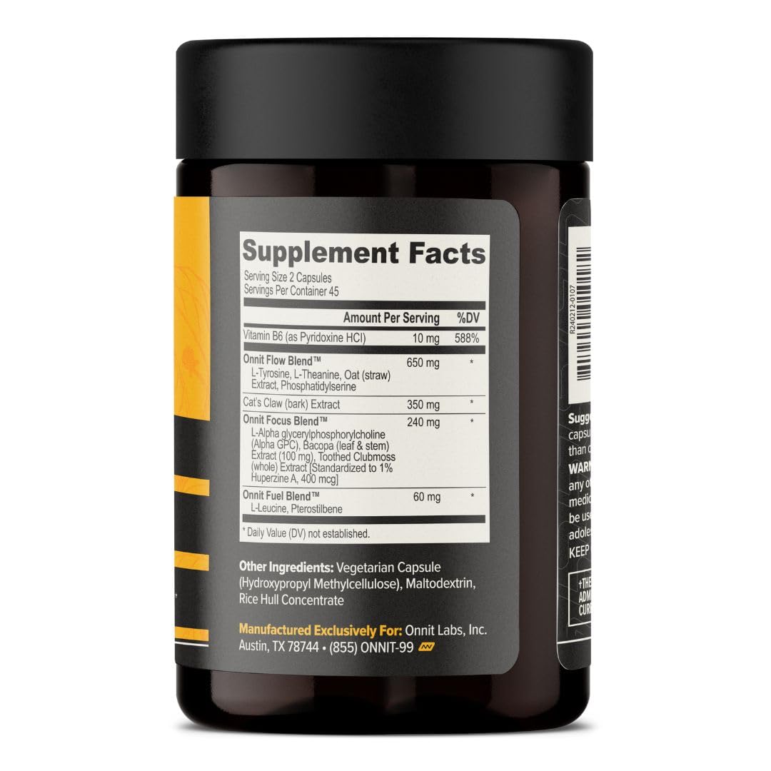 ONNIT Alpha Brain Nootropic Capsules for Men & Women, IGEN Non-GMO Tested Memory, Focus & Mental Clarity, with L-Theanine and Vitamin B6, 90 Count Each, Pack of 4 (360 Capsules) ONNIT uk supplements