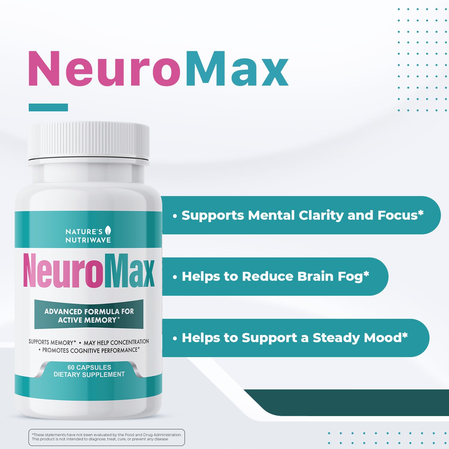 NeuroMax – Natural Herbal Blend with Passion Flower, Marshmallow Root & California Poppy – Non-GMO, Easy-to-Take Capsules, Made in USA, GMP Certified Facility - 60 Capsules, 1 Month Supply Nature’s NutriWave uk supplements