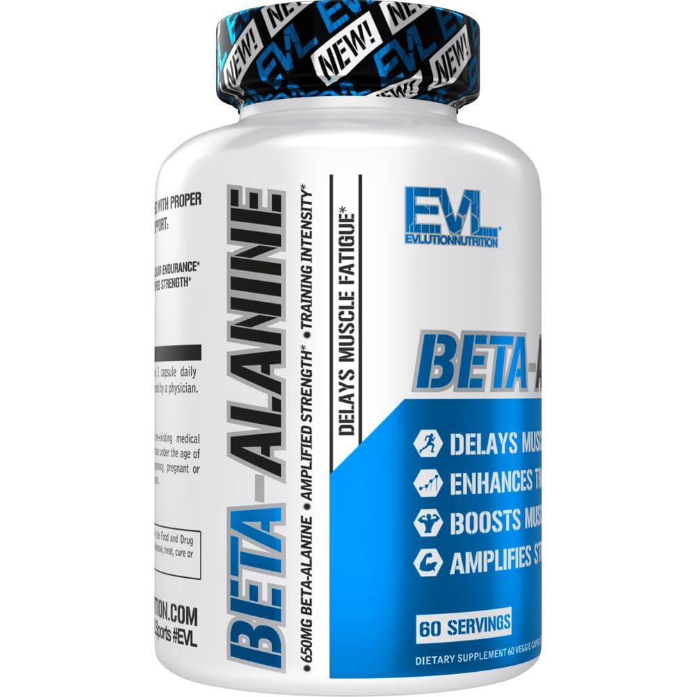 Evlution Nutrition Beta-Alanine Capsules - Enhance Training Intensity - 60 Count Beta Evlution uk supplements