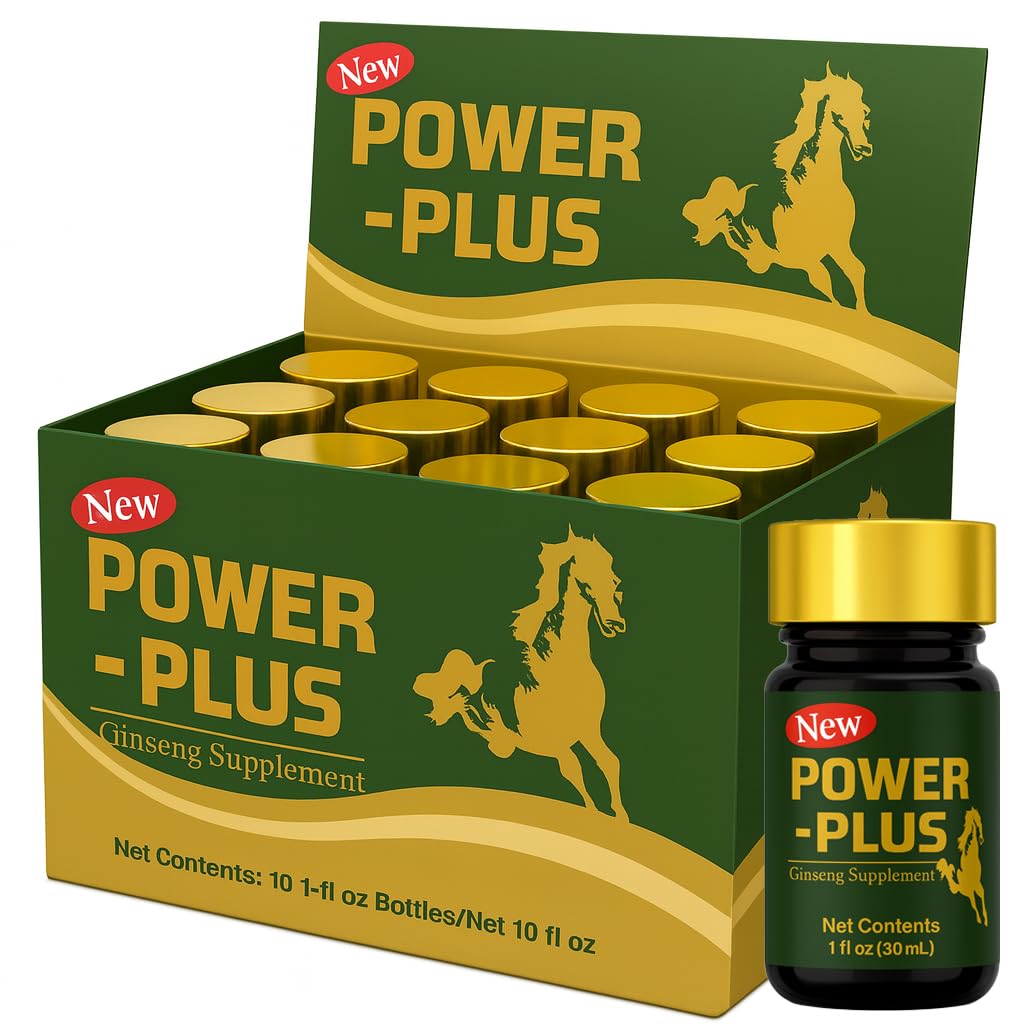 Skydia Power Plus - 10 Bottles Power-Plus Botanical Blend Liquid Supplement (1 FL OZ) Korean Ginseng Extract Ginseng Supplement Natural Men Tonic Ginseng Root Korean Red Ginseng Drops Skydia uk supplements