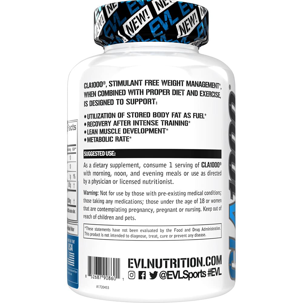 Conjugated Linoleic Acid CLA Pills - CLA 1000mg Diet Pills to Support Weight Loss Fat Burning Evlution uk supplements