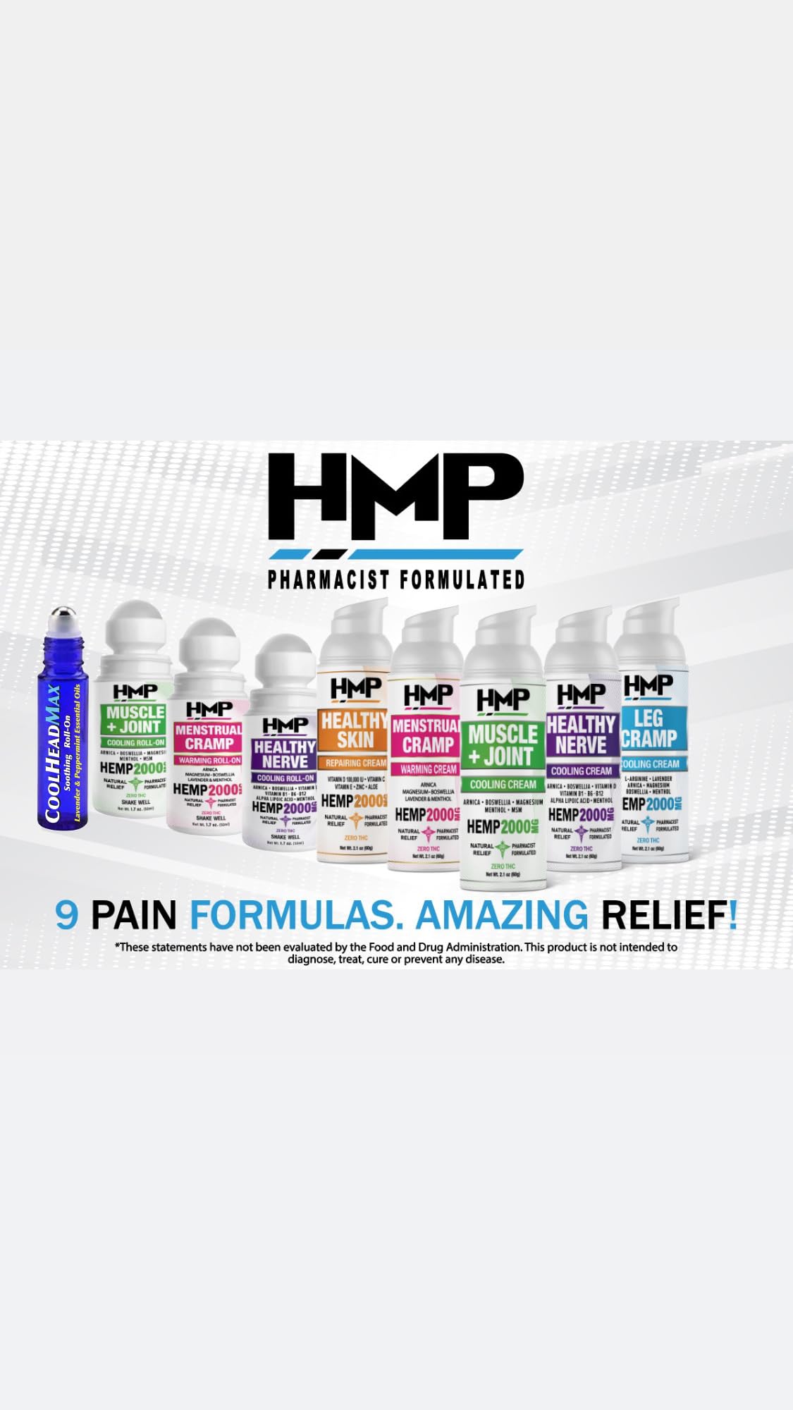 HMP BRANDS Menstrual Cramp Hemp Warming ROLL-ON 2000MG w Arnica & Menthol Made in USA Natural Formula 1.7oz HMP BRANDS uk supplements