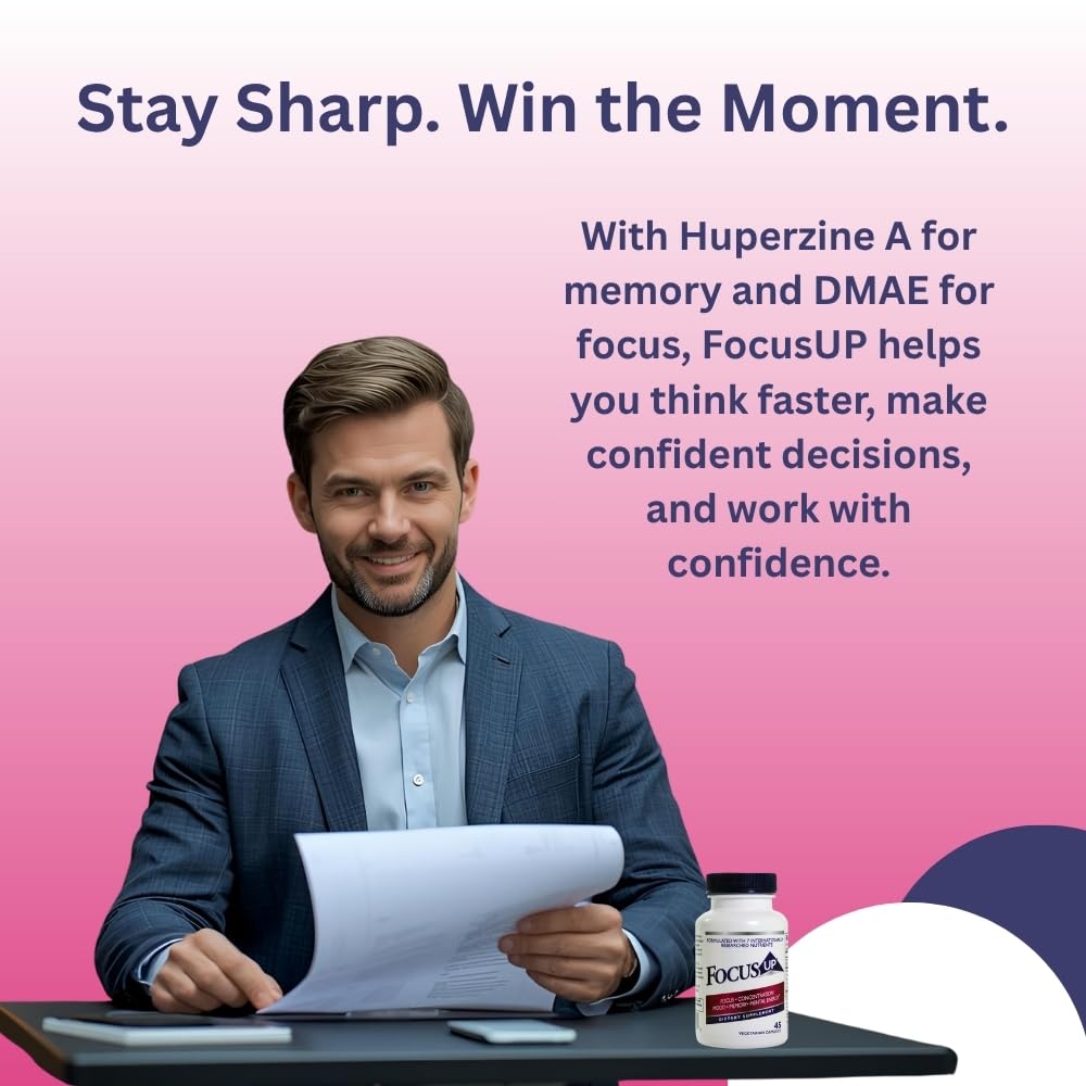 FocusUP Brain & Energy Support Supplement – Natural Nootropic Capsules with Acetyl L-Carnitine, Rhodiola, DMAE & Huperzine-A | Supports Focus, Memory, Mood & Mental Clarity | 45 Sugar-Free Capsules Xooma uk supplements
