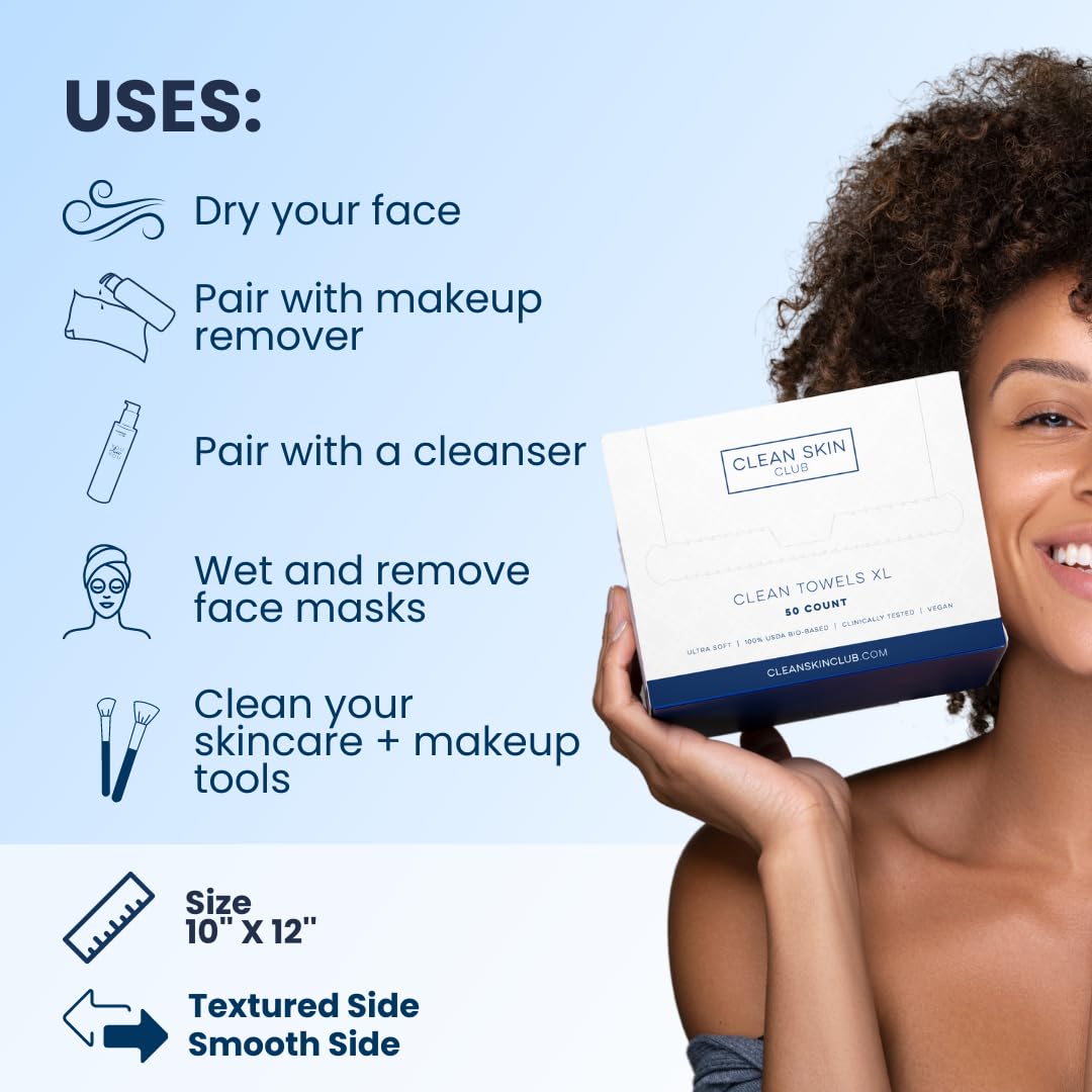 Clean Skin Club Clean Towel XL, 100% USDA Biobased Dermatologist CLEAN SKIN CLUB uk supplements