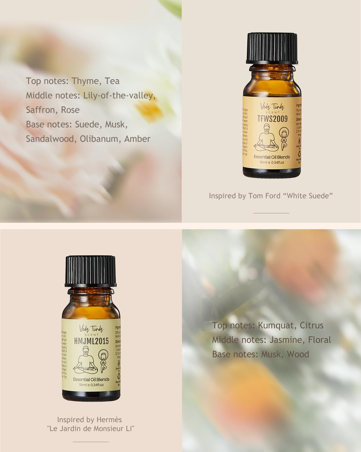 VTS Waterless Diffuser with Classic Perfume Scent Essential Oils Set, Perfume Collection VEDA TINDA SCENT uk supplements