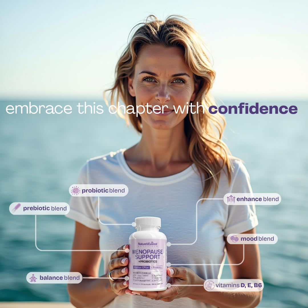Complete Menopause Supplement for Women – Supports Hormone Balance, Hot Flashes, Night Sweats & Mood – with DIM, Black Cohosh, Dong Quai, Chasteberry, Pre & Probiotics – 90 Capsules – Made in USA Nature's Everest uk supplements