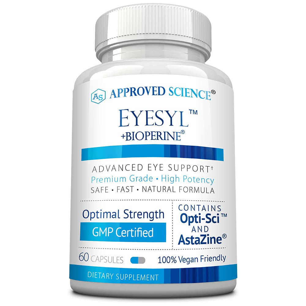 Approved Science EyeSyl - Eye Support Supplement - Chromium Picolinate, Taurine, Lutein, Zeaxanthin, Bilberry, BioPerine - 1 Month Supply - 60 Capsules - Made in The USA Approved Science uk supplements