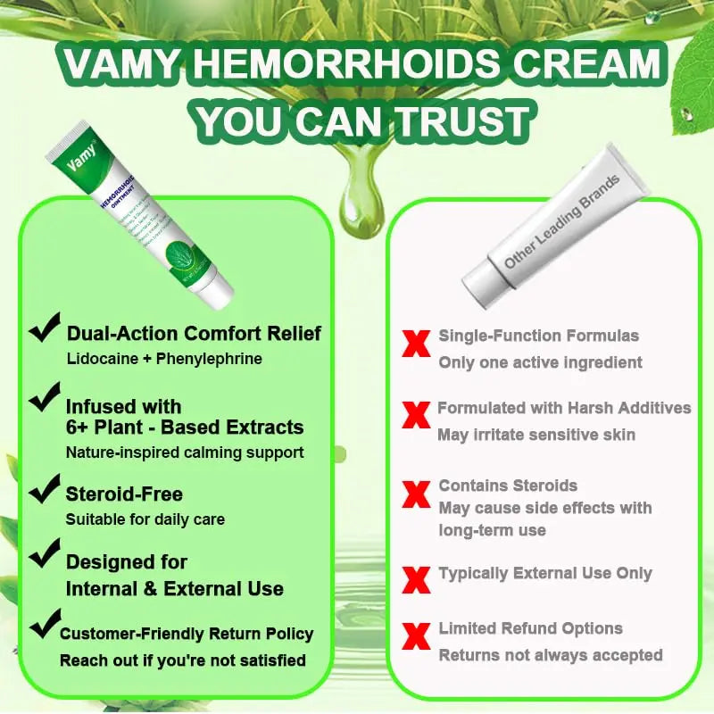 vamy Herbal Hemorrhoid Cream, Hemorrhoid Treatment and Hemorrhoids Cream with Lidocaine 4% and Phenylephrine HCI for Fast Relief of Pain, Swelling, Itching, Burning, Hemorrhoidal Treatment. 2 pc vamy uk supplements