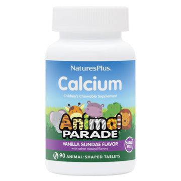 NaturesPlus Animal Parade Sugar-Free Children's Calcium, Vanilla Sundae Flavor - 90 Chewable Animal Shaped Tablets, Pack of 2 - Magnesium for Bone Health - Gluten Free - 90 Servings NaturesPlus uk supplements