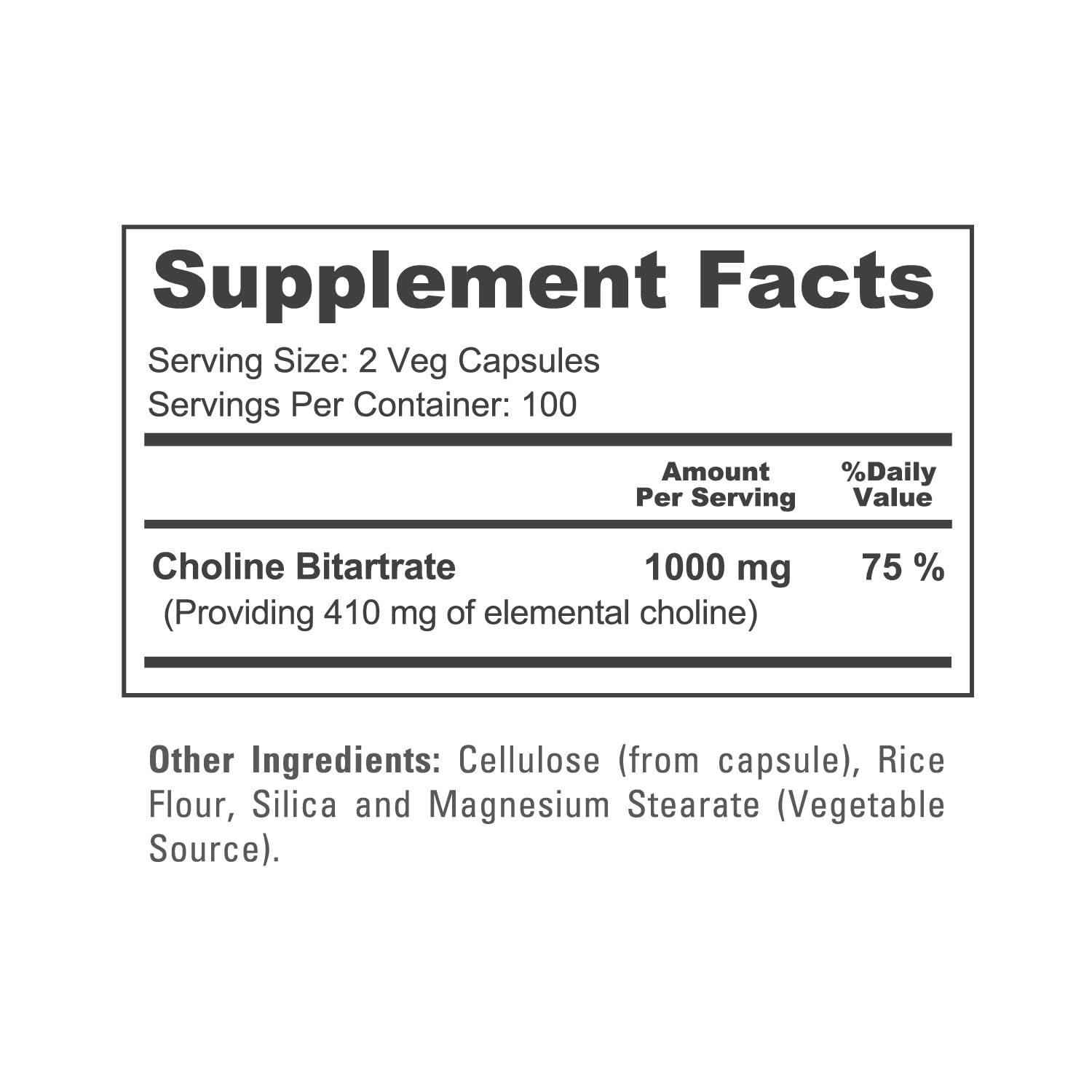 NusaPure Choline Bitartrate - Suitable for Vegetarian/Vegan, Non - GMO - 1000 mg 200 Capsules NusaPure uk supplements