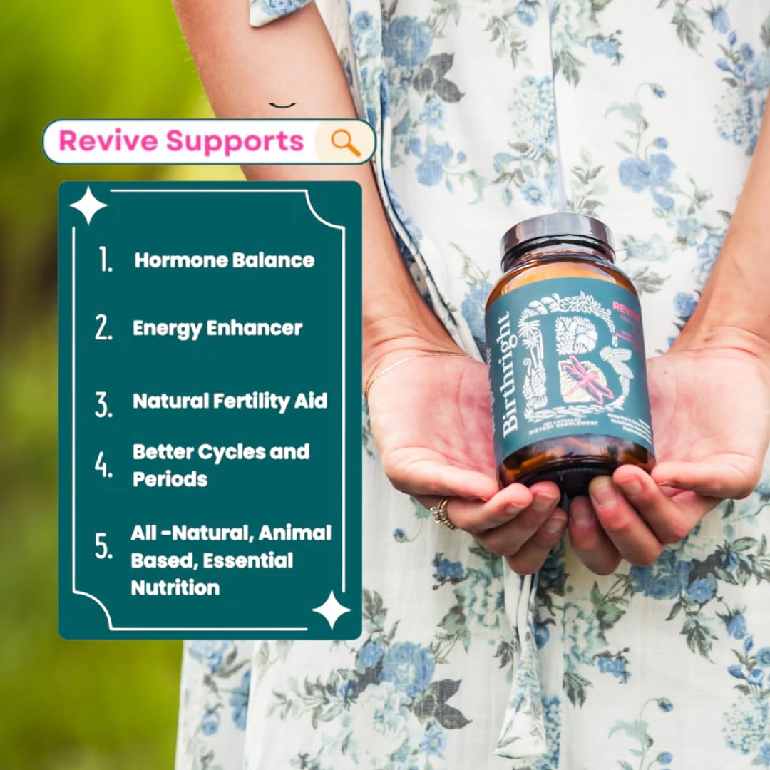 Birthright Female Hormone Support for, Energy, Fertility, Menstrual Cycle, Ovulation, Pregnancy and Menopause… All Natural, Animal Based, Liver, Kidney, Magnesium, Red Raspberry, Herbal Blend Revive Birthright uk supplements