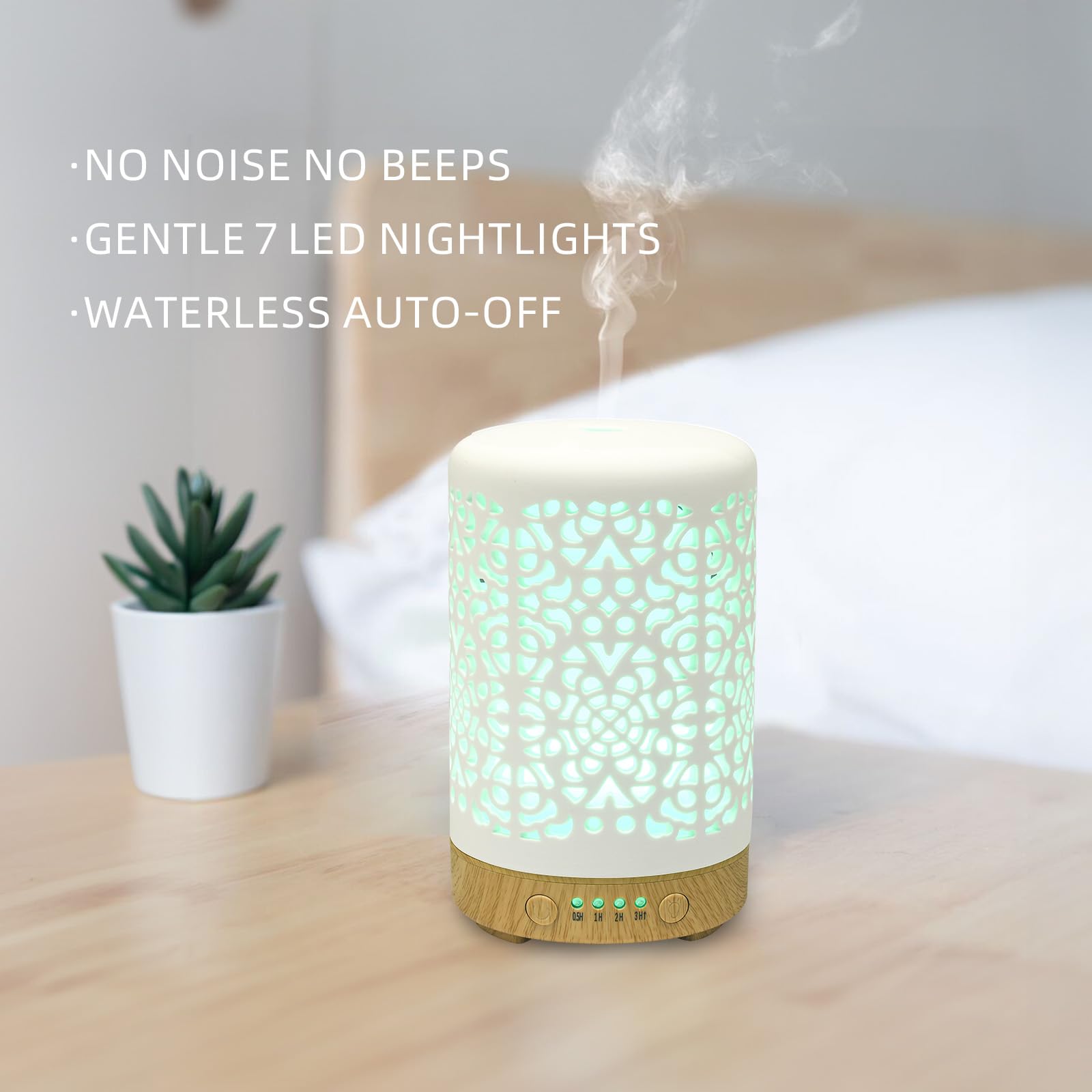 Essential Oil Diffusers, 100ml White Ceramic Diffuser with 7 LED Lights,Ultrasonic Aromatherapy homnas uk supplements