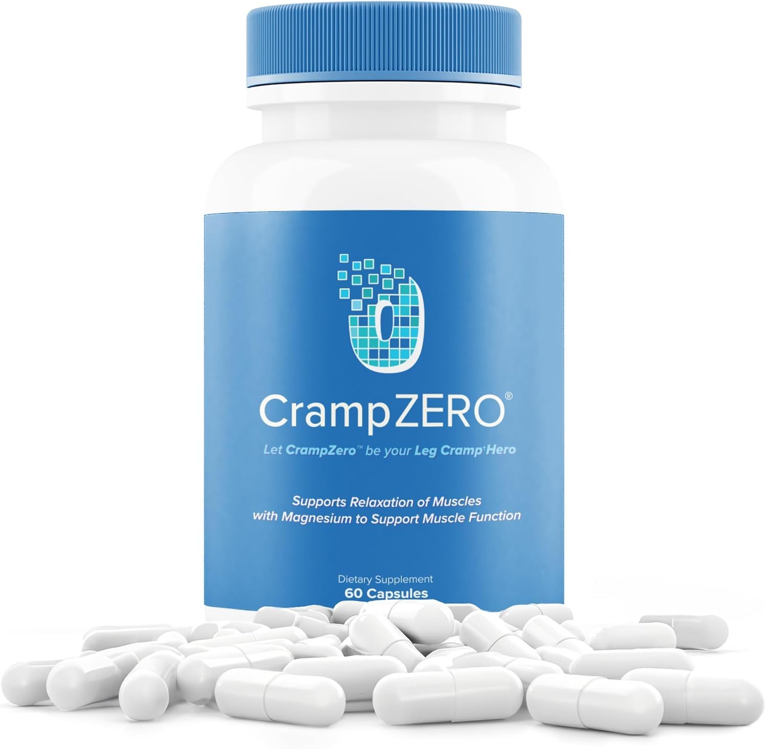 CrampZero Magnesium for Leg Cramps at Night – Potassium Magnesium Supplement with Calcium and Vitamin D3, Supports Muscle Relaxation and Function, Night Leg Cramps Relief, 60 Capsules CrampZero uk supplements