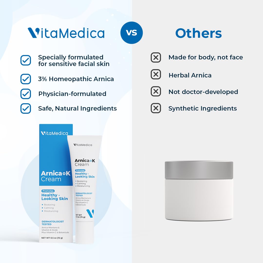 VitaMedica Arnica + Vitamin K Bruise Recovery Cream for Face & Under-Eye, Sensitive-Skin Formula, Post-Procedure Support, 0.5 oz VitaMedica uk supplements