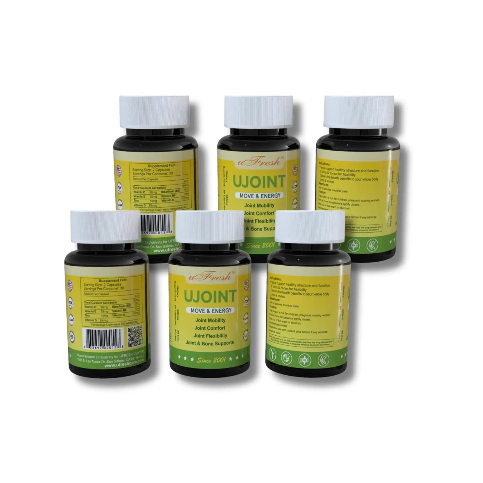 UJoint Move & Energy Joint Flexibility and Mobility Dietary Supplements, 30 Day Supply, 60 Capsules (1) uFresh uk supplements