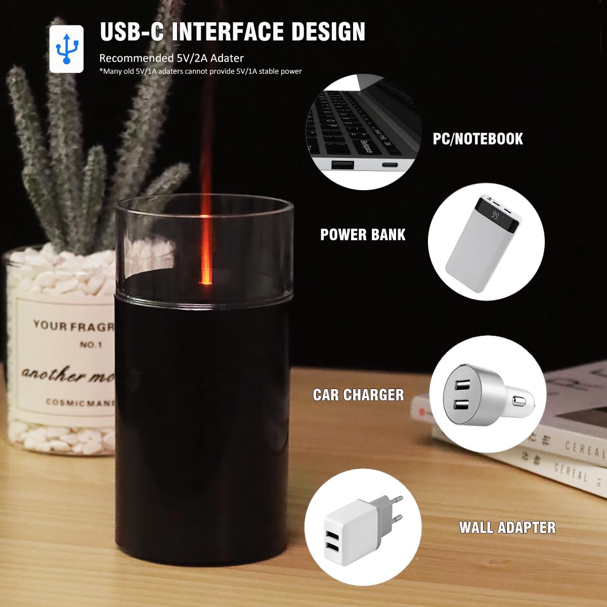 iWeeta Candlelight Diffuser,60ml Rechargeable Battery Operated Low Power Portable 10ml/H Aroma iweeta uk supplements