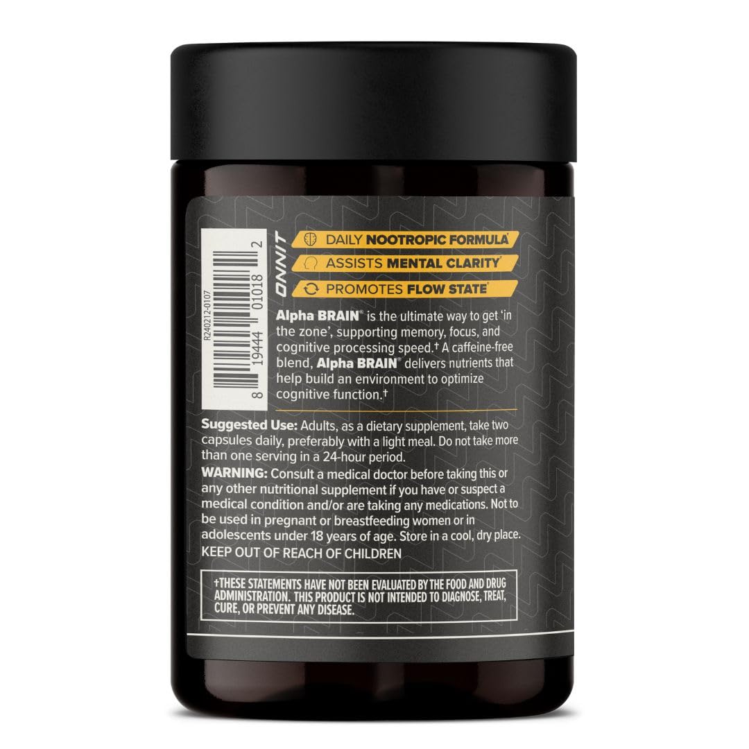 ONNIT Alpha Brain Nootropic Capsules for Men & Women, IGEN Non-GMO Tested Memory, Focus & Mental Clarity, with L-Theanine and Vitamin B6, 90 Count Each, Pack of 4 (360 Capsules) ONNIT uk supplements