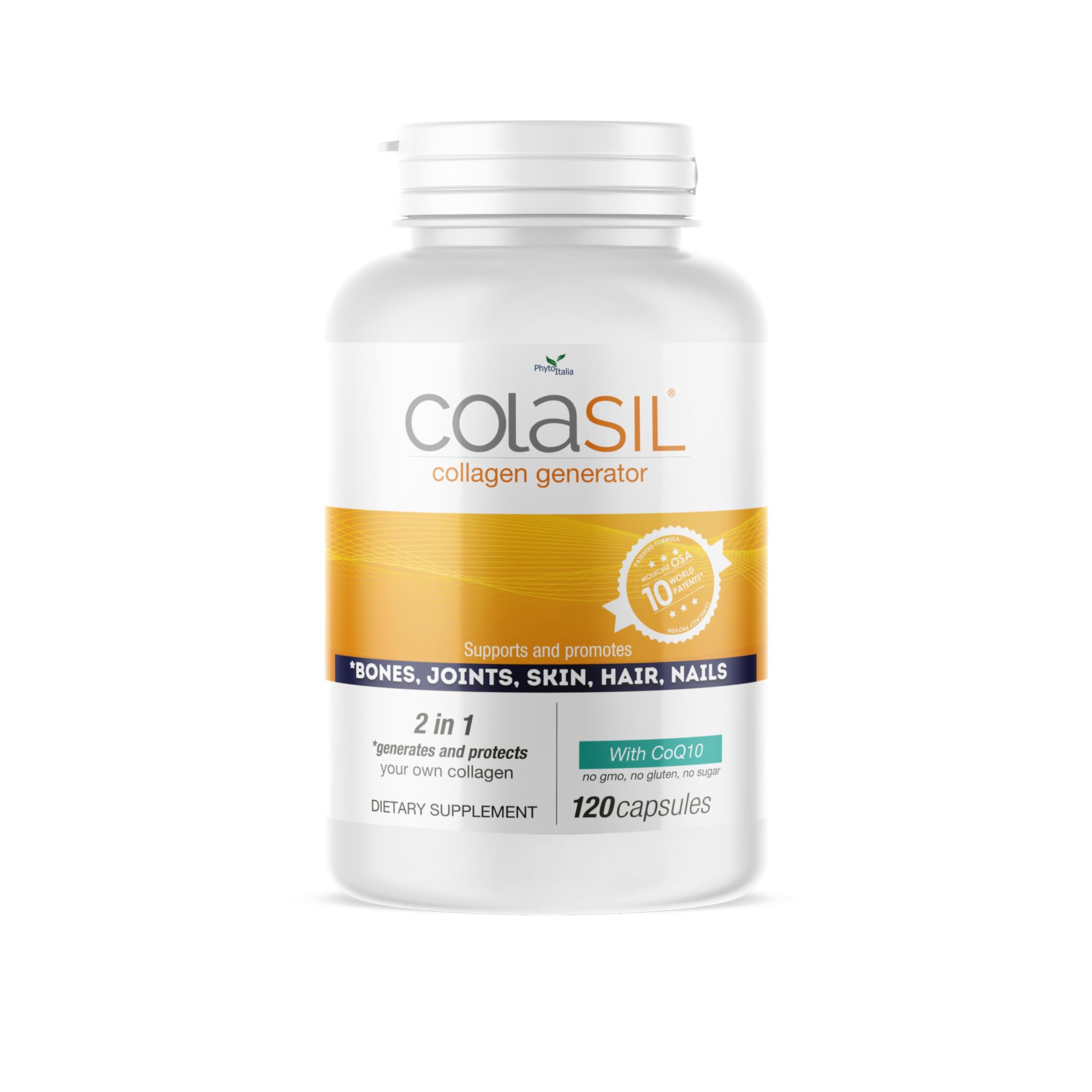 Colasil Collagen Booster Capsules – Organic Silica (OSA) + Hydrolyzed Collagen Generator for Hair, Skin, Nails, Bones & Joints – High Absorption, Non-GMO, Allergen-Free, 120 Capsules (60-Day Supply) Colasil uk supplements