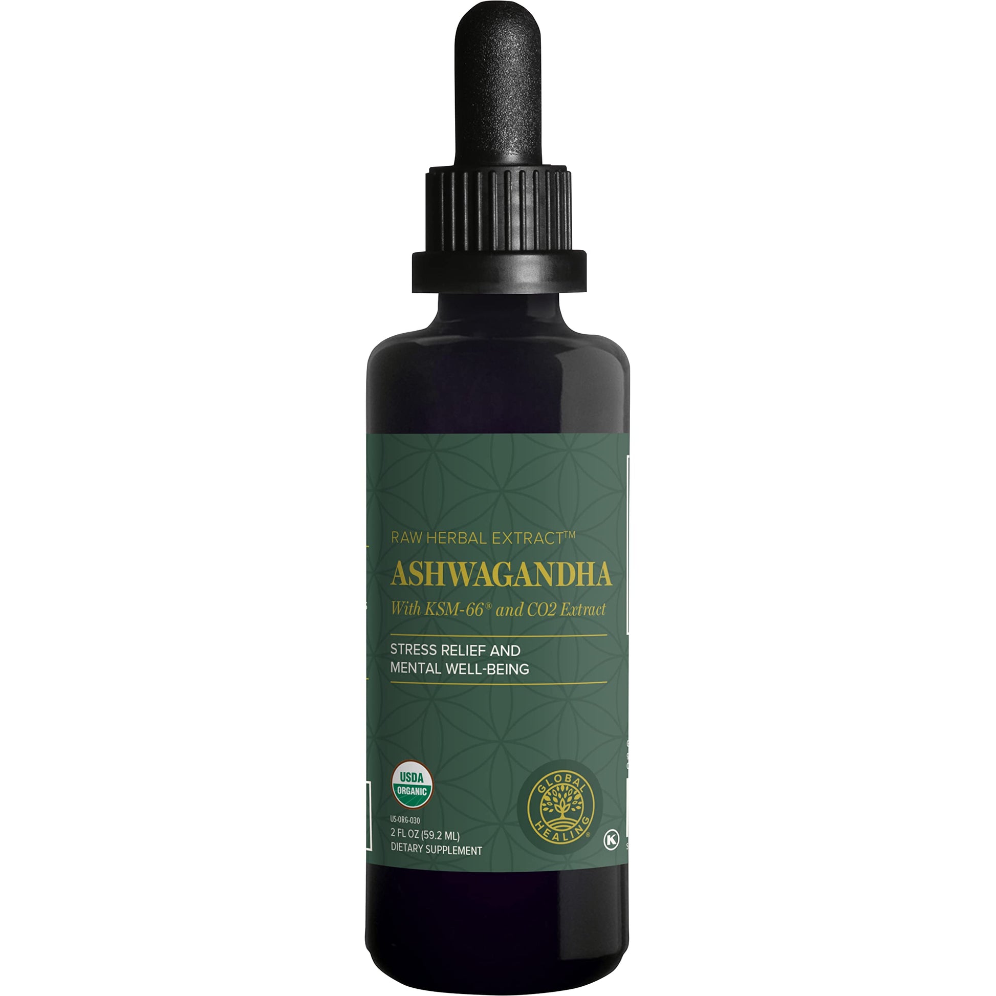 Global Healing Center - Organic Ashwagandha Supplements Drops - KSM-66 Ashwagandha Extra Strength for Men & Women, Helps Promote Relief from Stress, Mood Support, Organic (2 Fl Oz) Global Healing Center uk supplements