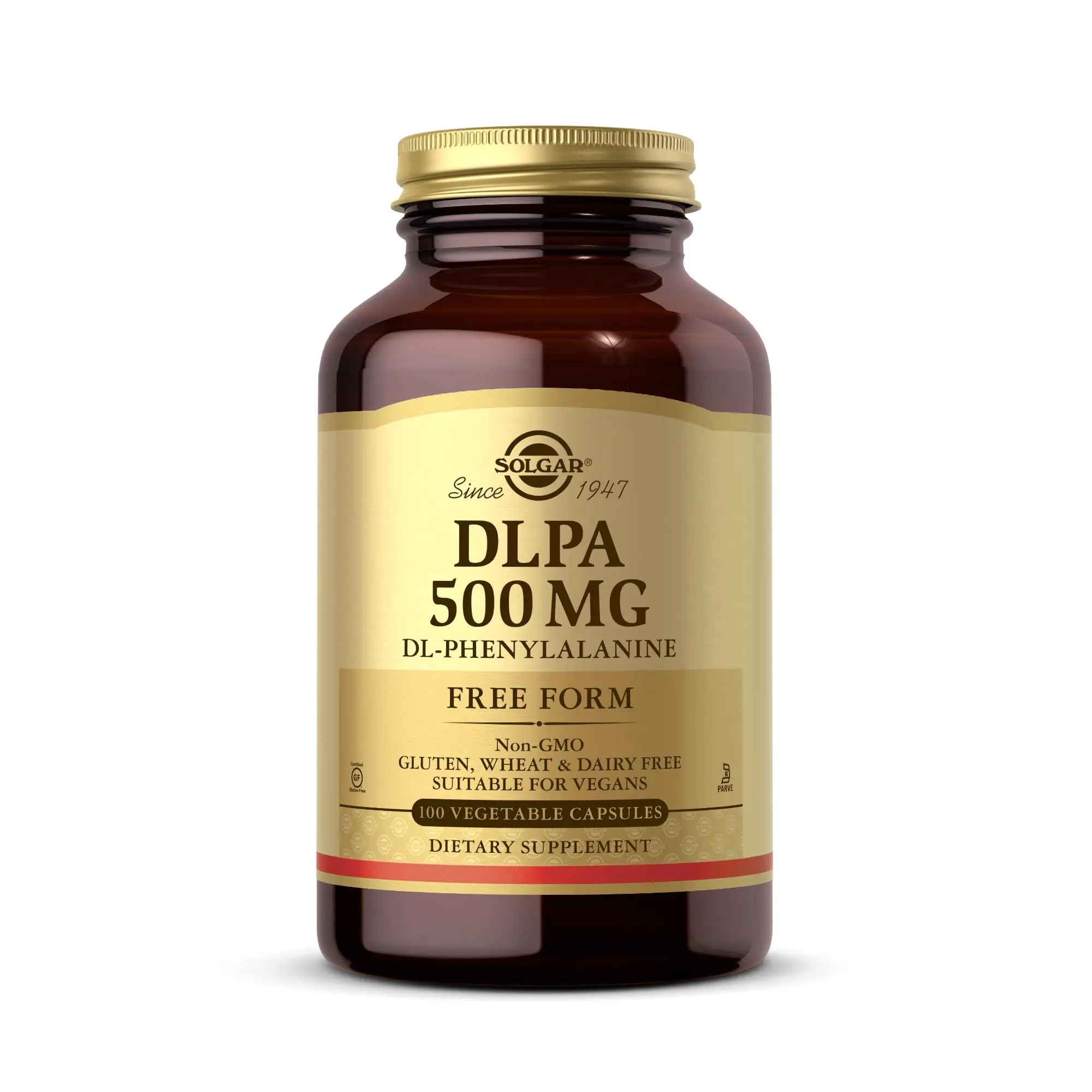 Solgar DLPA 500 mg - 100 Vegetable Capsules - Free Form DL-Phenylalanine - Non-GMO, Vegan, Gluten Free, Dairy Free, Kosher - 100 Servings Solgar uk supplements