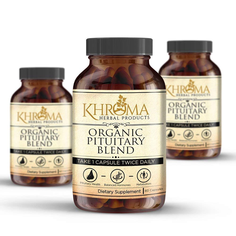 Organic Pituitary Blend - 60 Vegan Capsules in a Glass Bottle - for Maximum Pituitary Support - by Khroma Herbs Khroma Herbal Products uk supplements