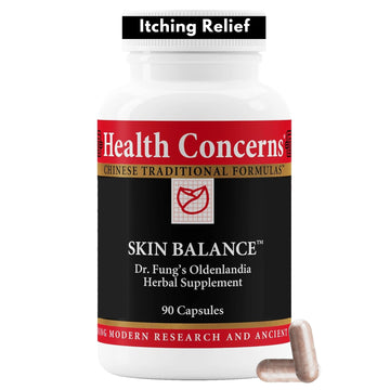 Health Concerns Skin Balance – Herbal Supplement for Skin Support, Itching Relief, & Circulation – Chinese Herbal Supplements for Men & Women – Skullcap, Dong Quai, Coptis Root - 90 Capsules Health Concerns uk supplements