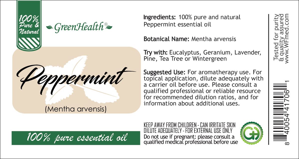 Peppermint Essential Oil - 4 fl oz - 100% Pure Essential Oil - GreenHealth GreenHealth uk supplements