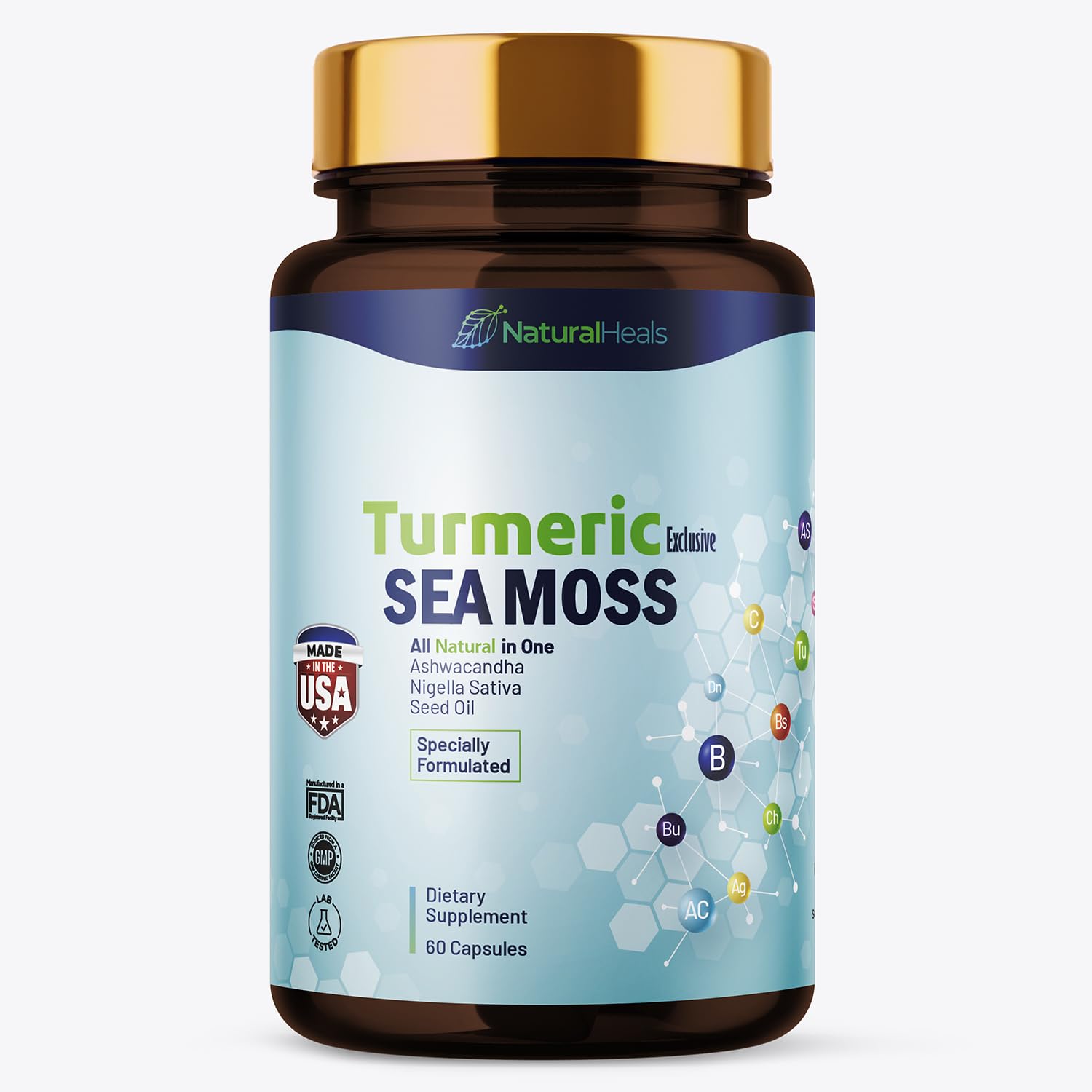 Natural Heals Sea Moss 3000mg: Black Seed Oil 2000mg Ashwagandha 1000mg Turmeric Natural Heals uk supplements