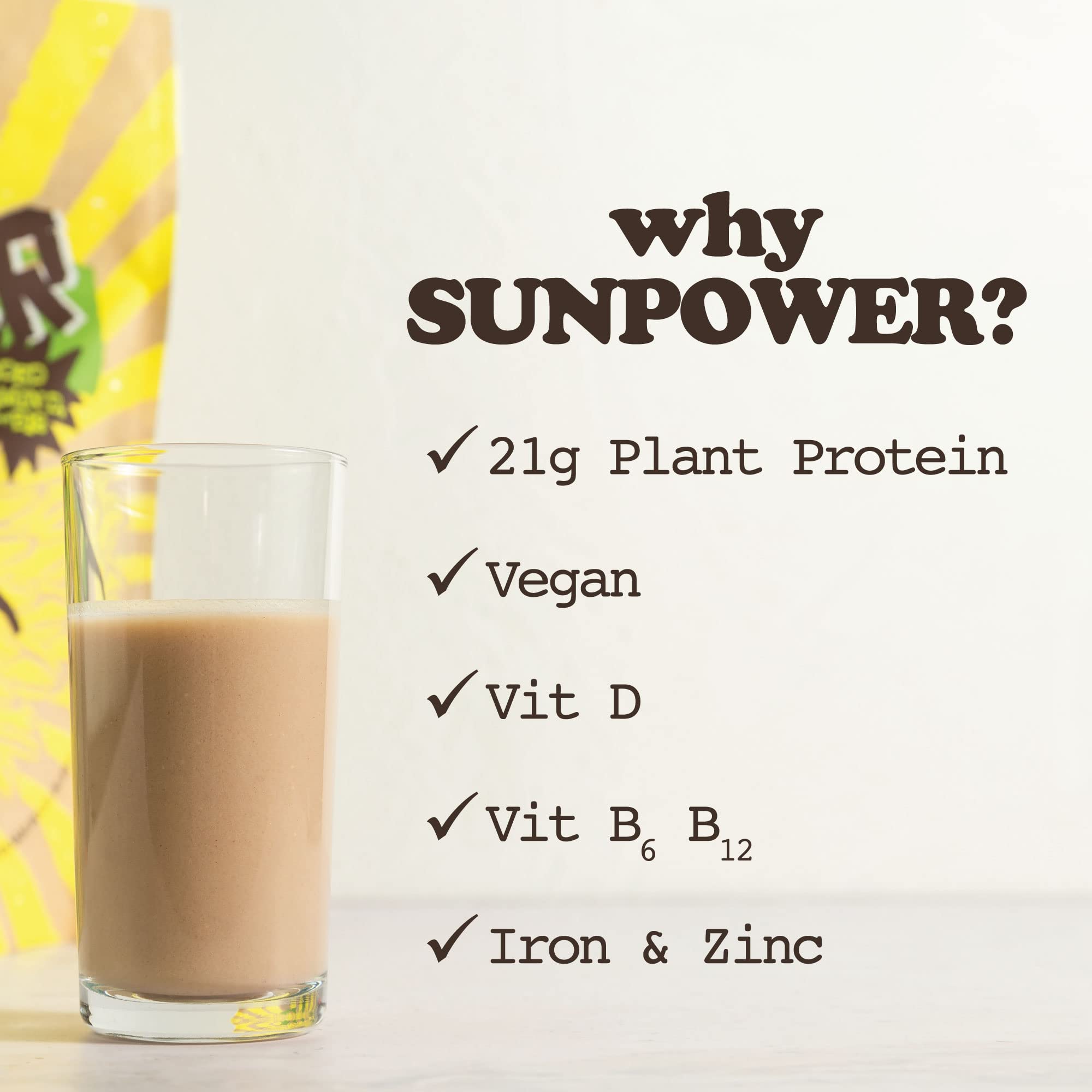 SunPower Vegan Protein Powder - 21g Plant Protein per Serving - Pea, Sunflower SunPower uk supplements
