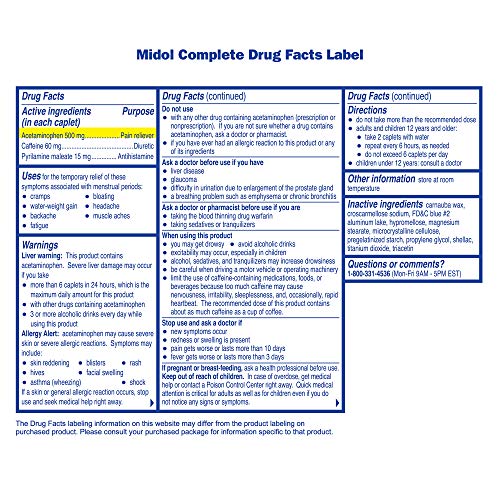Midol Complete, Menstrual Period Symptoms Relief Including Premenstrual Cramps Midol uk supplements
