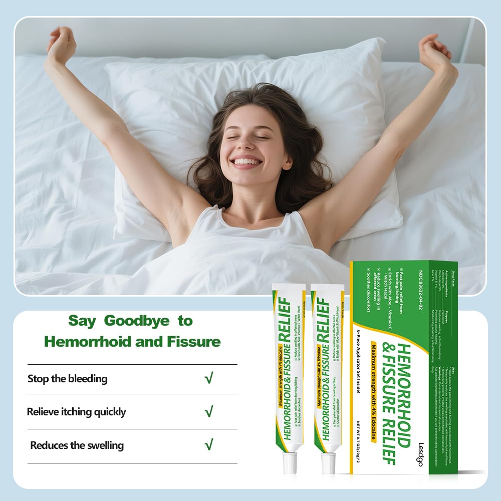 Lesdgo Hemorrhoidal Ointment(2 Pack),Hemorrhoid and Fissure Cream Witch Hazel Maximum Strength Pain Relief,for Itching and Swelling Lesdgo uk supplements