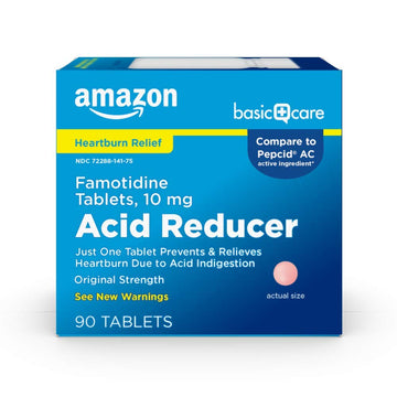 Amazon Basic Care Original Strength Famotidine Tablets, 10 mg, Acid Reducer, Heartburn Medicine, Prevents & Relieves Heartburn, Acid Indigestion Relief, 90 Count Amazon Basic Care uk supplements