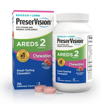 PreserVision AREDS 2 Eye Vitamins, #1 Eye Doctor Recommended Brand, Chewable Lutein and Zeaxanthin Supplement with Vitamin C, Vitamin E,Zinc, and Copper, Mixed Berry, 70 Tablets PreserVision uk supplements