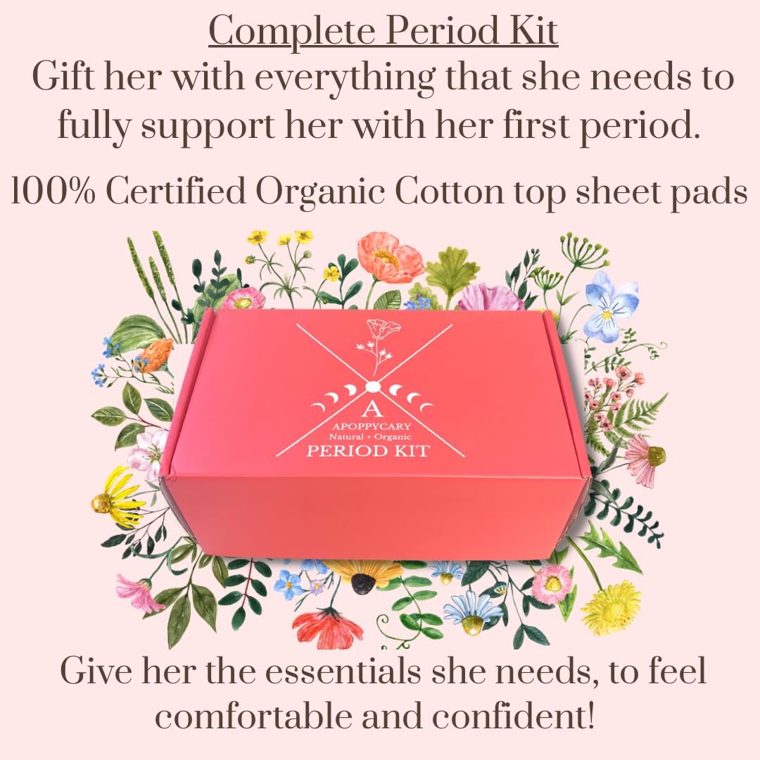 Organic 77 PC Period Kit Moon Box for Teens and Tweens - Organic Cotton Top Sheet Feminine Pads APOPPYCARY uk supplements