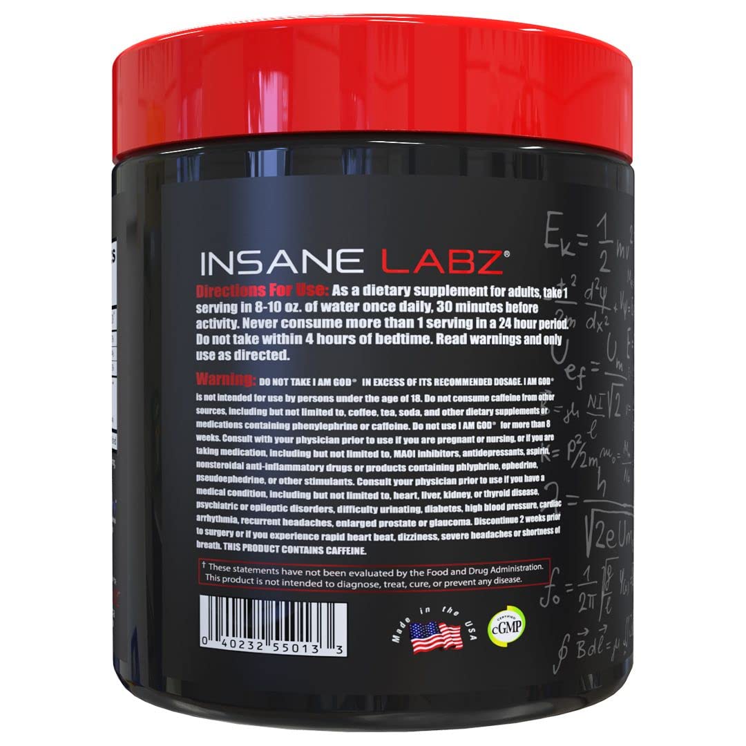 Insane Labz I am God Pre Workout, High Stim Pre Workout Powder Loaded with Creatine Insane Labz uk supplements