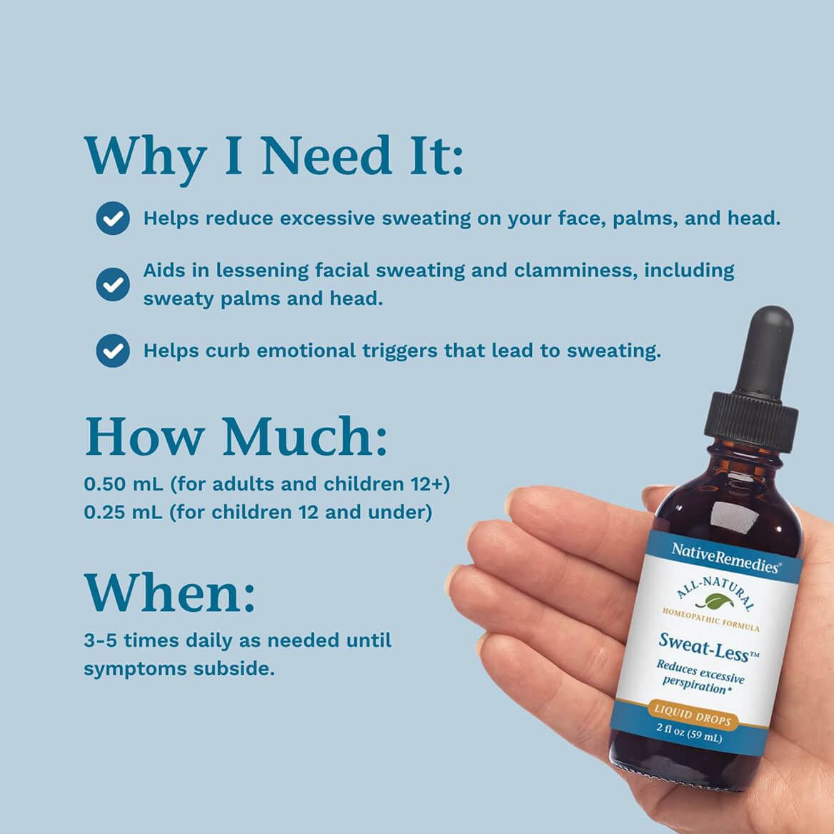 Native Remedies Sweat-Less - Natural Homeopathic Formula for Excessive Sweating, Perspiration and Clamminess - 59 mL Native Remedies uk supplements